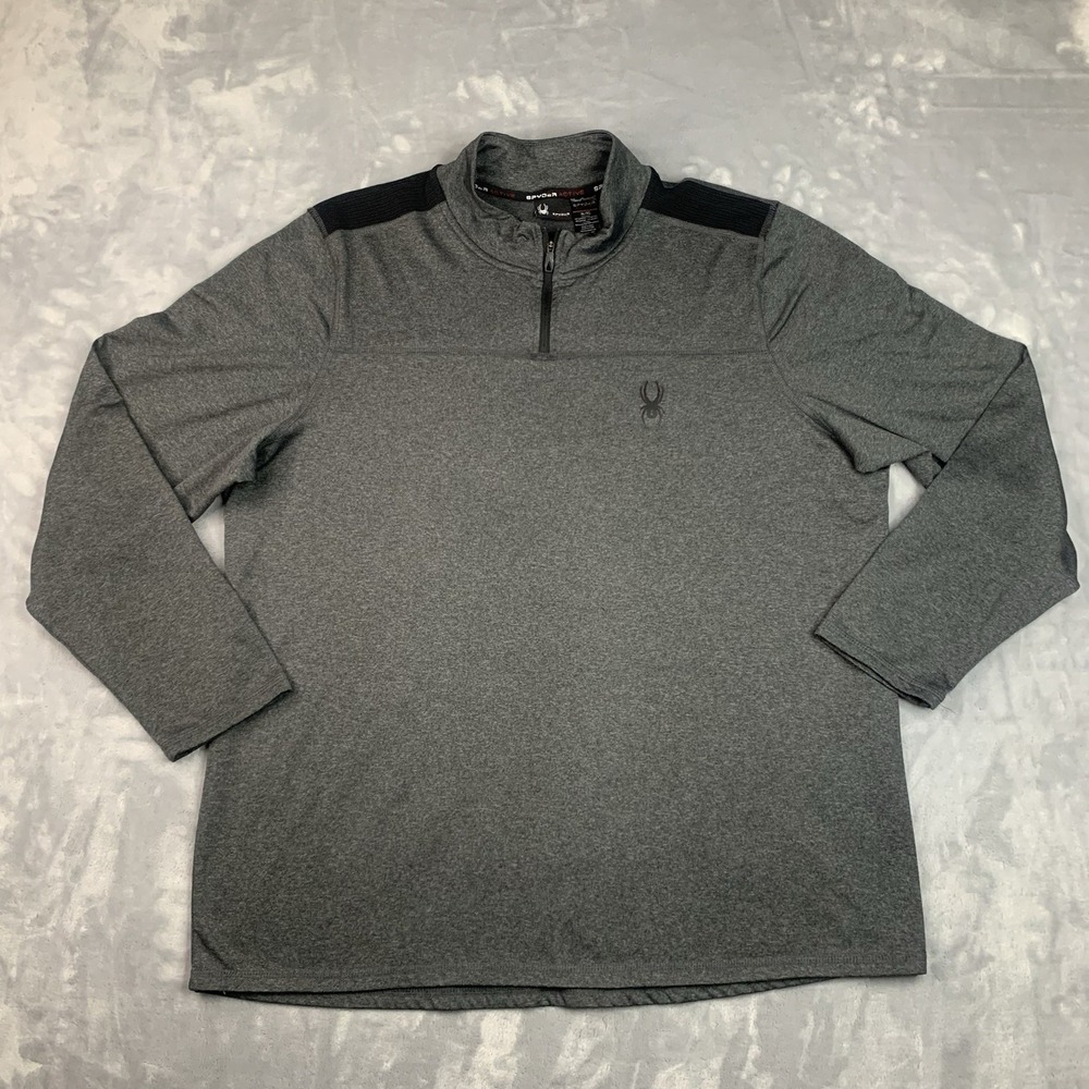 SPYDER Active Mens XL 1/4 Quarter Zip Pullover Sweater‎ Heather Gray